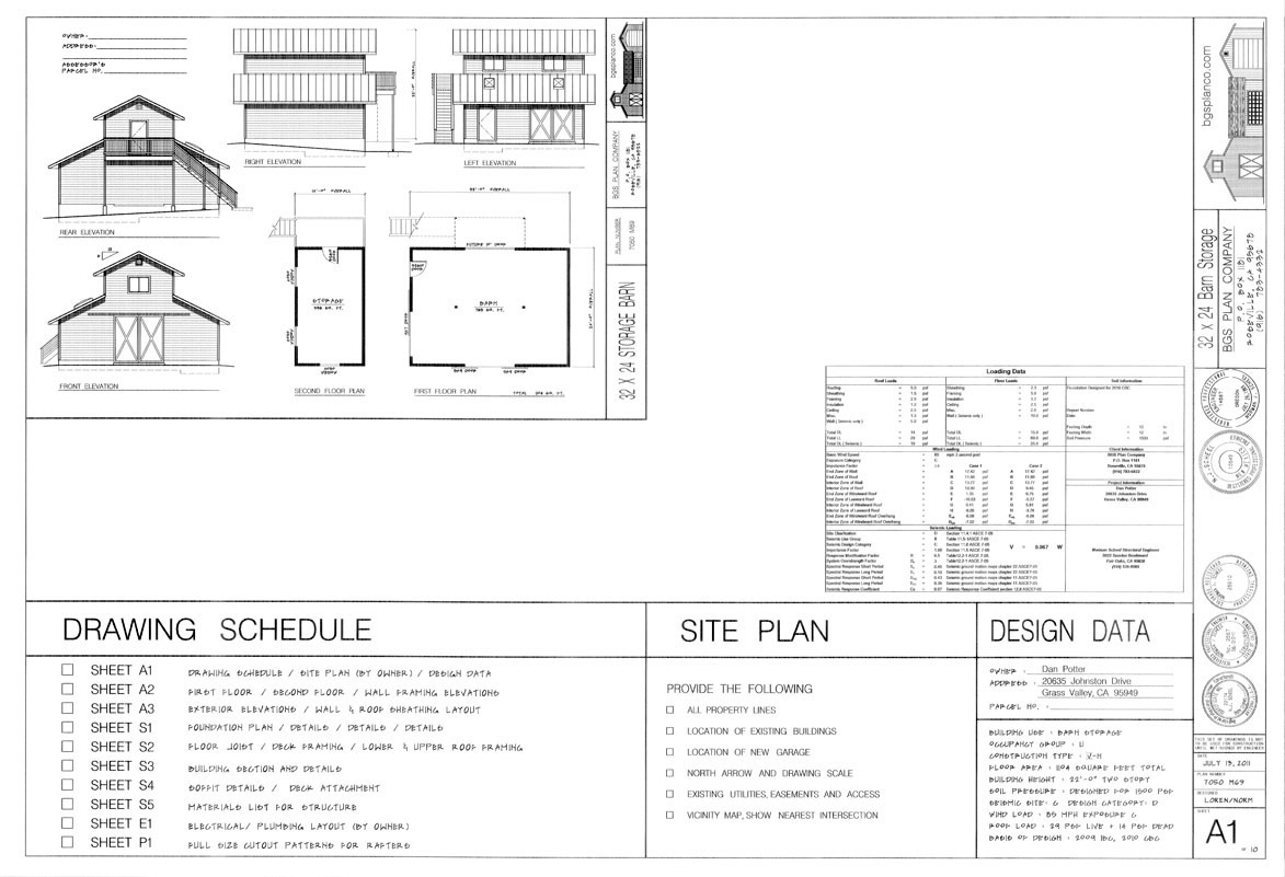 Cover Sheet and Engineering Data.