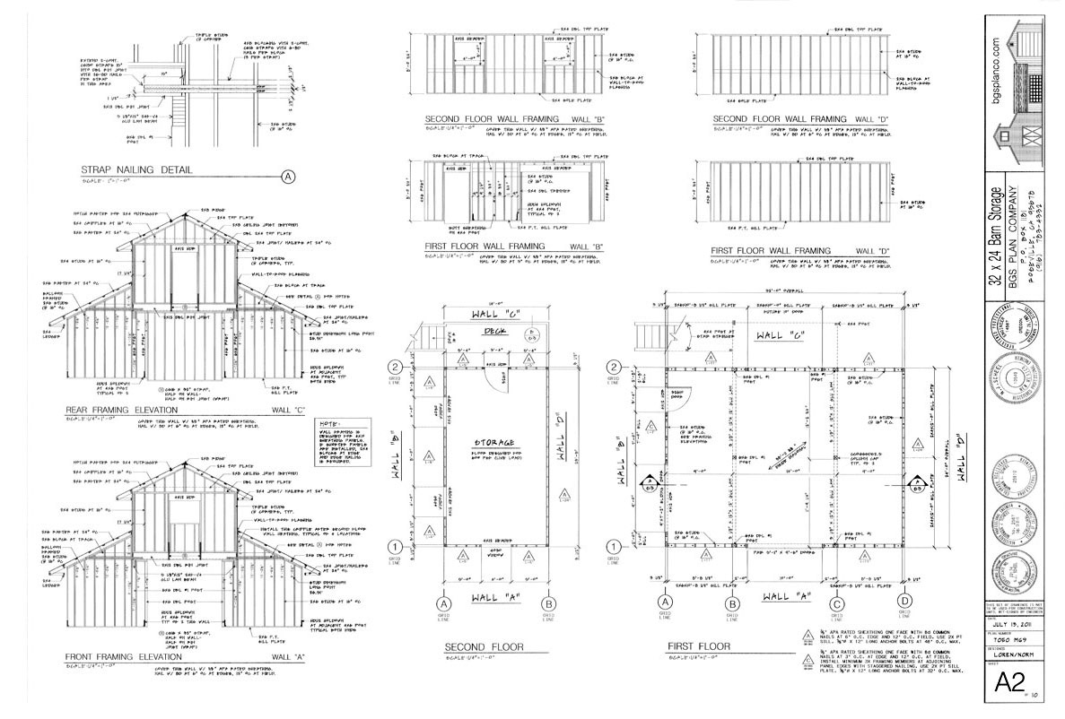 Floor Plan showing Studs, Post and Headers.