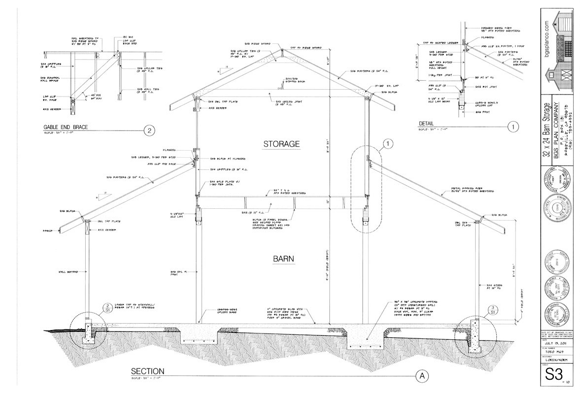 Building Section and Framing Details.